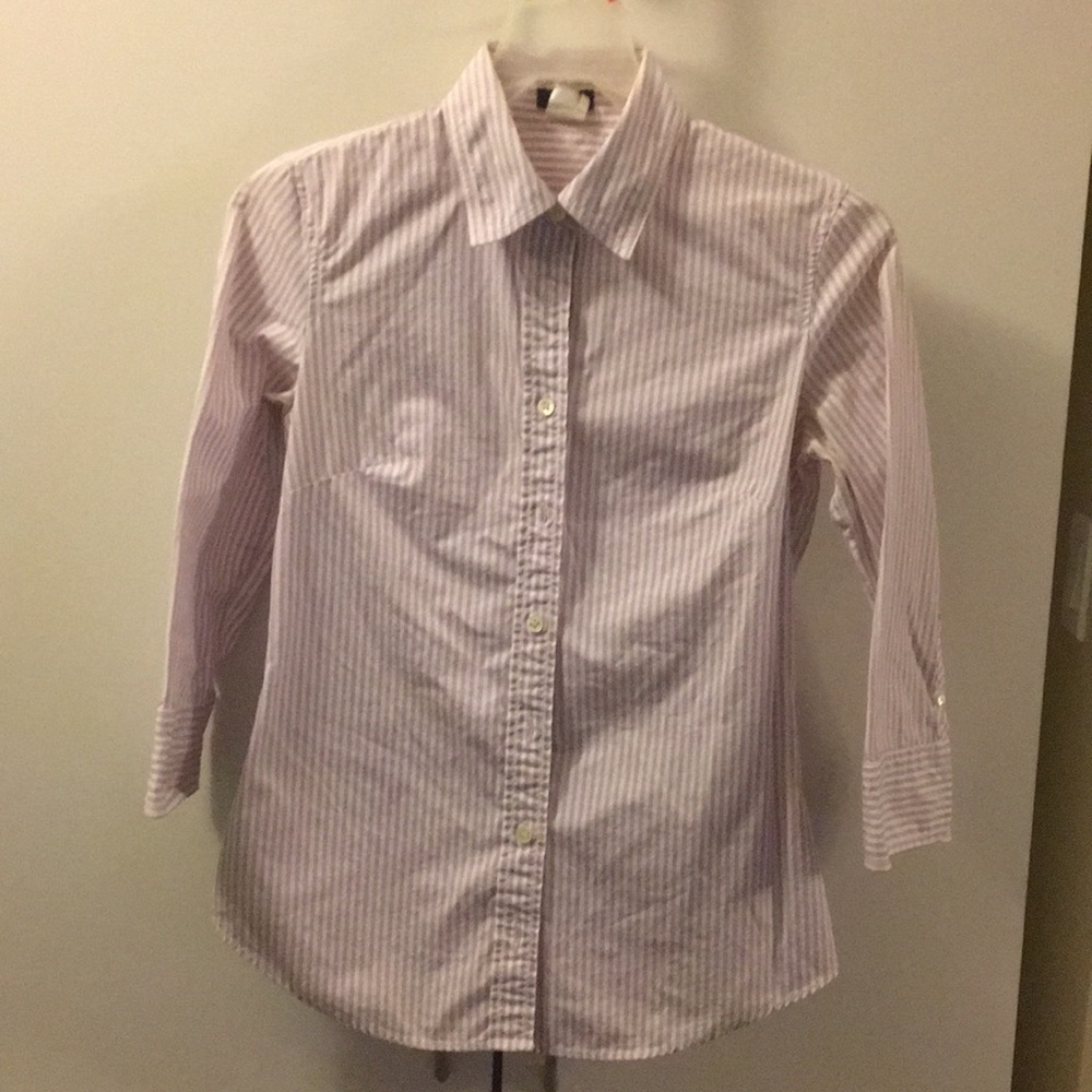 Slim stretch perfect shirt in stripe 3/4 sleeve